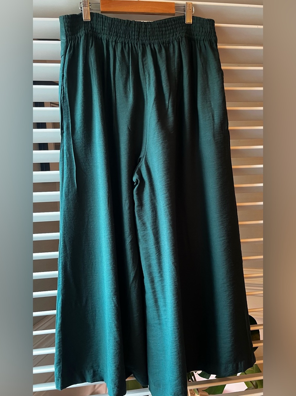 Anthropologie Wide-Leg High-Waist Button Front Pants in Deep Teal - Picture 5 of 13